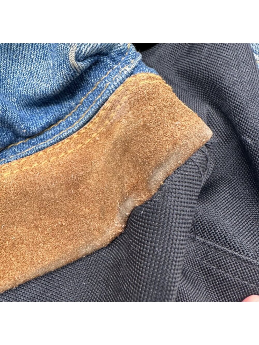 Vintage Arizona Jean Backpack 1990s Denim Suede Taiwan Retro Blue Black Brown - Picture 10 of 15